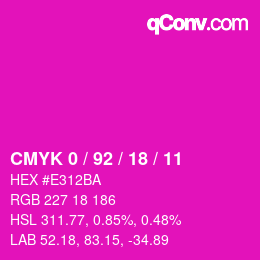 カラーコード: CMYK 0 / 92 / 18 / 11 | qconv.com