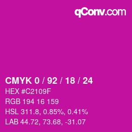 颜色代码: CMYK 0 / 92 / 18 / 24 | qconv.com