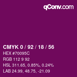 Color code: CMYK 0 / 92 / 18 / 56 | qconv.com