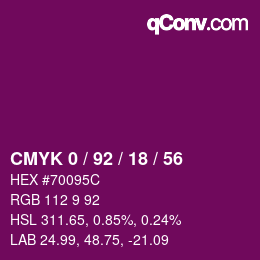 カラーコード: CMYK 0 / 92 / 18 / 56 | qconv.com