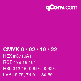 カラーコード: CMYK 0 / 92 / 19 / 22 | qconv.com
