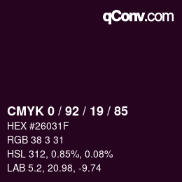 Color code: CMYK 0 / 92 / 19 / 85 | qconv.com
