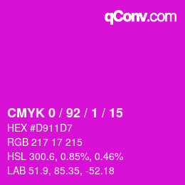 Farbcode: CMYK 0 / 92 / 1 / 15 | qconv.com