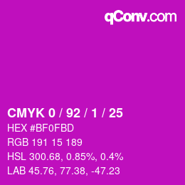 Color code: CMYK 0 / 92 / 1 / 25 | qconv.com