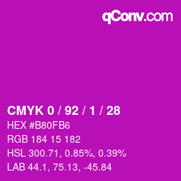 カラーコード: CMYK 0 / 92 / 1 / 28 | qconv.com