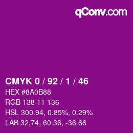 Color code: CMYK 0 / 92 / 1 / 46 | qconv.com