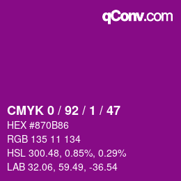 Color code: CMYK 0 / 92 / 1 / 47 | qconv.com