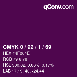 カラーコード: CMYK 0 / 92 / 1 / 69 | qconv.com