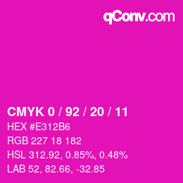 カラーコード: CMYK 0 / 92 / 20 / 11 | qconv.com