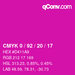 カラーコード: CMYK 0 / 92 / 20 / 17 | qconv.com