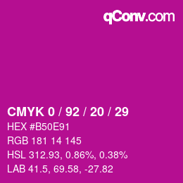 Color code: CMYK 0 / 92 / 20 / 29 | qconv.com