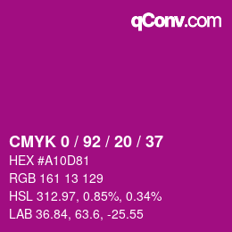 カラーコード: CMYK 0 / 92 / 20 / 37 | qconv.com