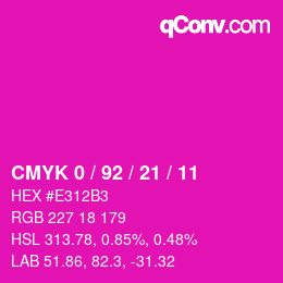 カラーコード: CMYK 0 / 92 / 21 / 11 | qconv.com