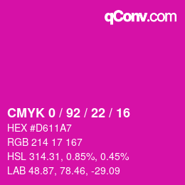 カラーコード: CMYK 0 / 92 / 22 / 16 | qconv.com