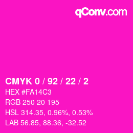 カラーコード: CMYK 0 / 92 / 22 / 2 | qconv.com