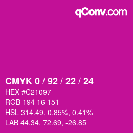 Color code: CMYK 0 / 92 / 22 / 24 | qconv.com