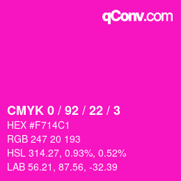 カラーコード: CMYK 0 / 92 / 22 / 3 | qconv.com