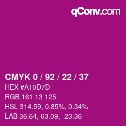 カラーコード: CMYK 0 / 92 / 22 / 37 | qconv.com