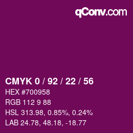 Color code: CMYK 0 / 92 / 22 / 56 | qconv.com