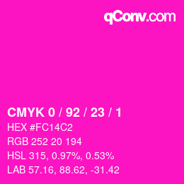カラーコード: CMYK 0 / 92 / 23 / 1 | qconv.com