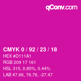 カラーコード: CMYK 0 / 92 / 23 / 18 | qconv.com