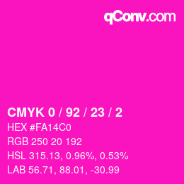 Farbcode: CMYK 0 / 92 / 23 / 2 | qconv.com