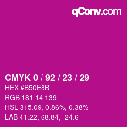 Color code: CMYK 0 / 92 / 23 / 29 | qconv.com
