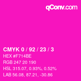 カラーコード: CMYK 0 / 92 / 23 / 3 | qconv.com