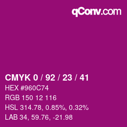 Color code: CMYK 0 / 92 / 23 / 41 | qconv.com