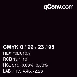 Color code: CMYK 0 / 92 / 23 / 95 | qconv.com