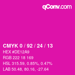 カラーコード: CMYK 0 / 92 / 24 / 13 | qconv.com