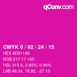 カラーコード: CMYK 0 / 92 / 24 / 15 | qconv.com