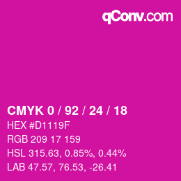 カラーコード: CMYK 0 / 92 / 24 / 18 | qconv.com