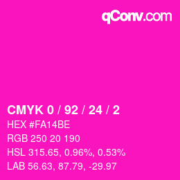 Farbcode: CMYK 0 / 92 / 24 / 2 | qconv.com