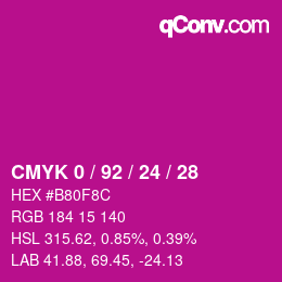 Color code: CMYK 0 / 92 / 24 / 28 | qconv.com