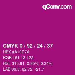 Farbcode: CMYK 0 / 92 / 24 / 37 | qconv.com