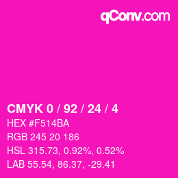 カラーコード: CMYK 0 / 92 / 24 / 4 | qconv.com
