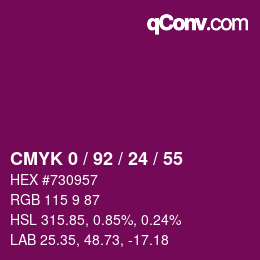 Color code: CMYK 0 / 92 / 24 / 55 | qconv.com