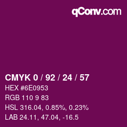 颜色代码: CMYK 0 / 92 / 24 / 57 | qconv.com