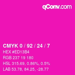 Color code: CMYK 0 / 92 / 24 / 7 | qconv.com