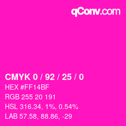 颜色代码: CMYK 0 / 92 / 25 / 0 | qconv.com