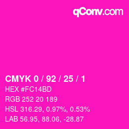 Color code: CMYK 0 / 92 / 25 / 1 | qconv.com