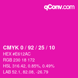 カラーコード: CMYK 0 / 92 / 25 / 10 | qconv.com