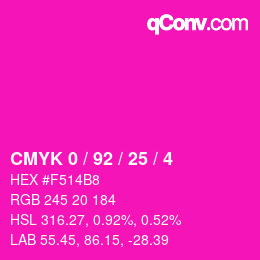 Color code: CMYK 0 / 92 / 25 / 4 | qconv.com