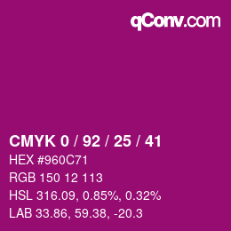 颜色代码: CMYK 0 / 92 / 25 / 41 | qconv.com
