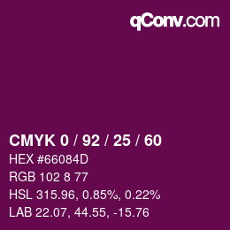 Color code: CMYK 0 / 92 / 25 / 60 | qconv.com
