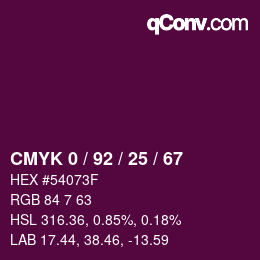 Color code: CMYK 0 / 92 / 25 / 67 | qconv.com