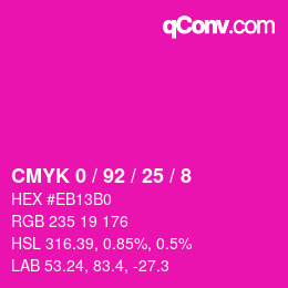 Farbcode: CMYK 0 / 92 / 25 / 8 | qconv.com