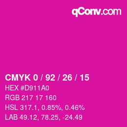 颜色代码: CMYK 0 / 92 / 26 / 15 | qconv.com
