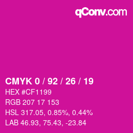 カラーコード: CMYK 0 / 92 / 26 / 19 | qconv.com